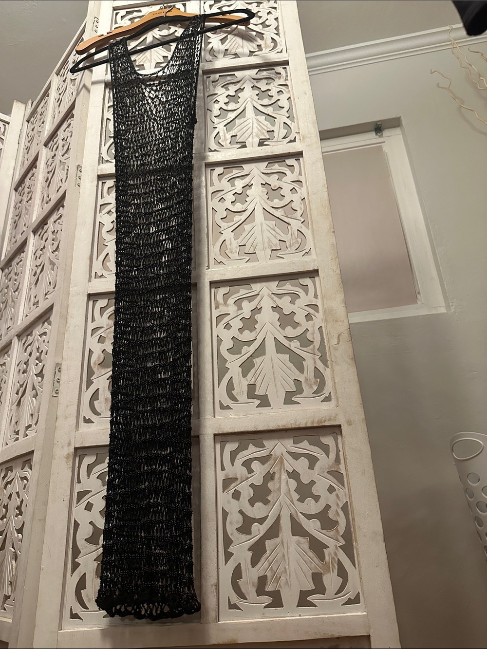 Black Beaded and Woven Maxi Dress